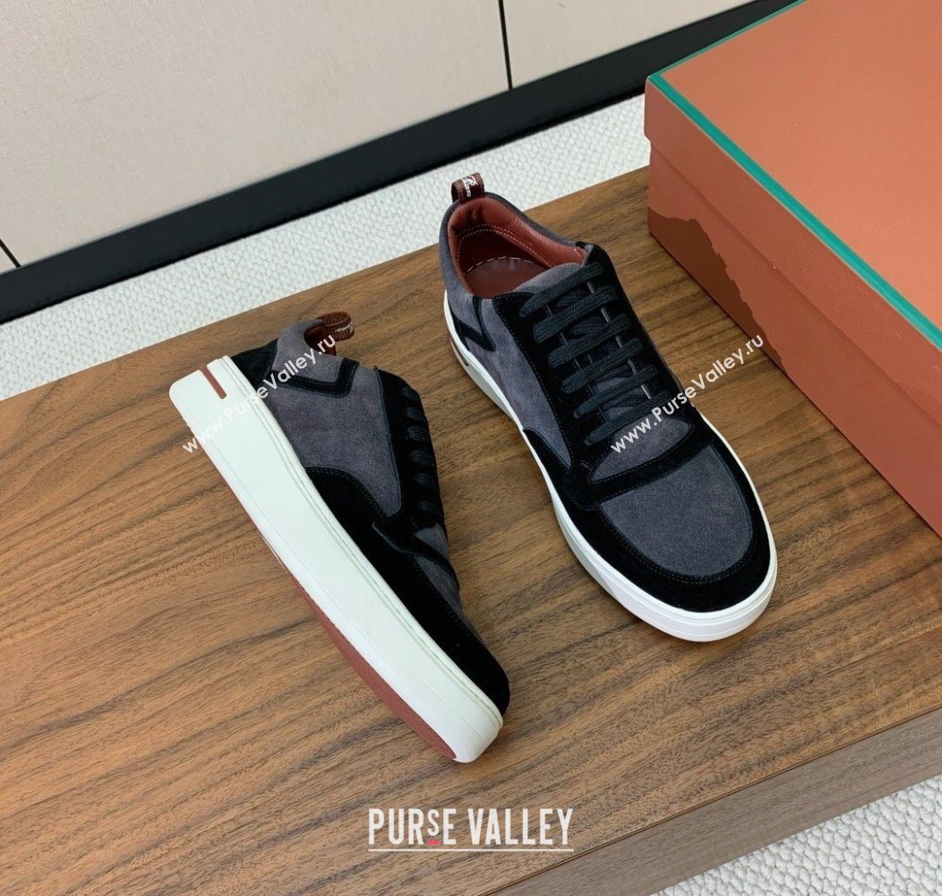 Loro Piana Newport Walk Sneakers in Suede Grey/Black 2025 LP121103 (HH-251211061)