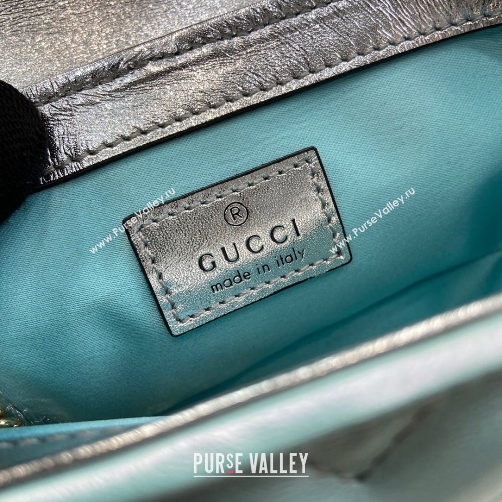 Gucci GG Marmont Super Mini Bag in Light Blue Iridescent Leather 4476433 2024 (XINGLU-24021940)