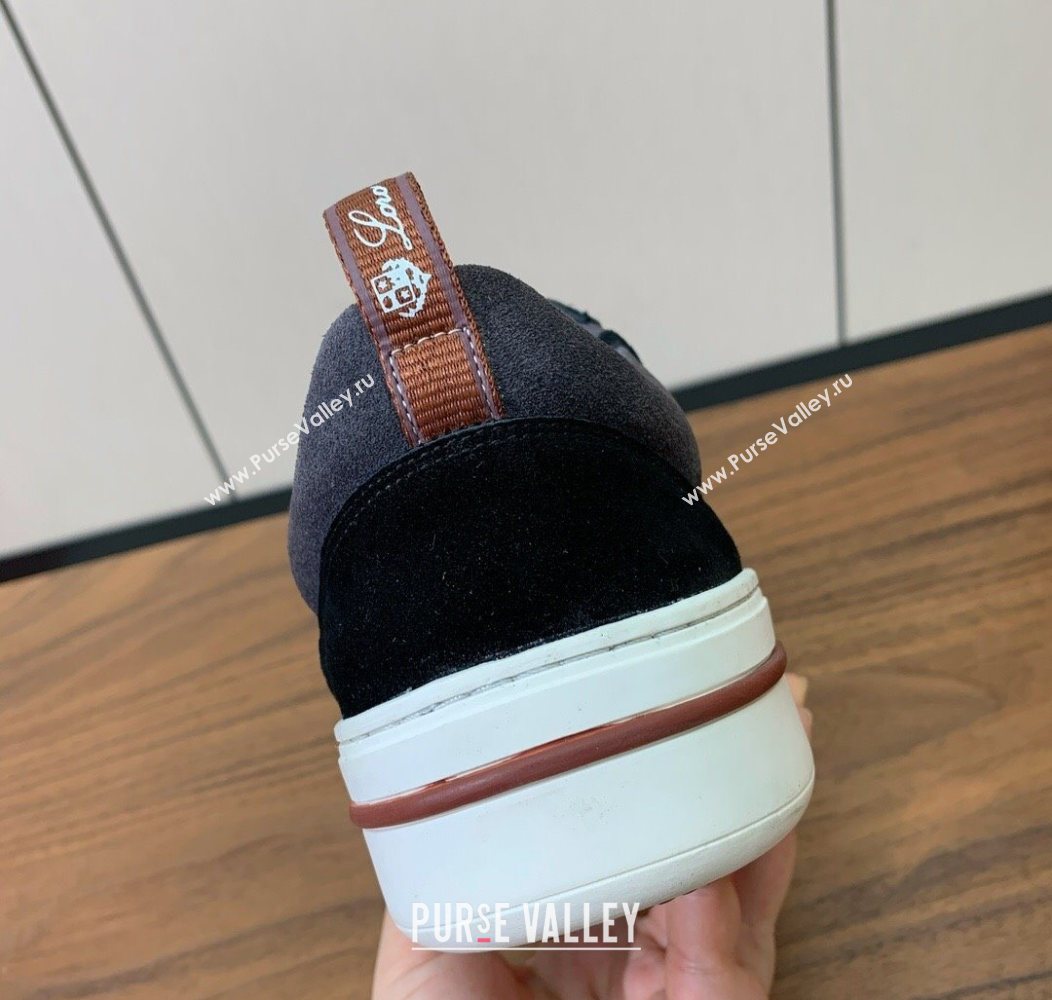 Loro Piana Newport Walk Sneakers in Suede Grey/Black 2025 LP121103 (HH-251211061)