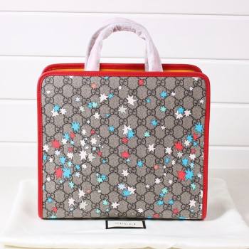 Gucci Childrens GG Star Print Tote Bag 630542 Beige/Red 2021 (DLH-21090240)