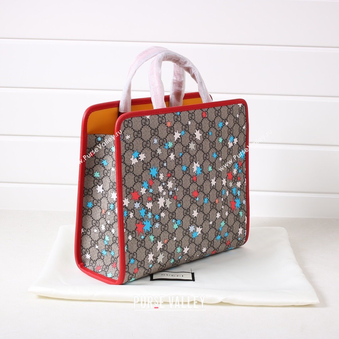 Gucci Childrens GG Star Print Tote Bag 630542 Beige/Red 2021 (DLH-21090240)