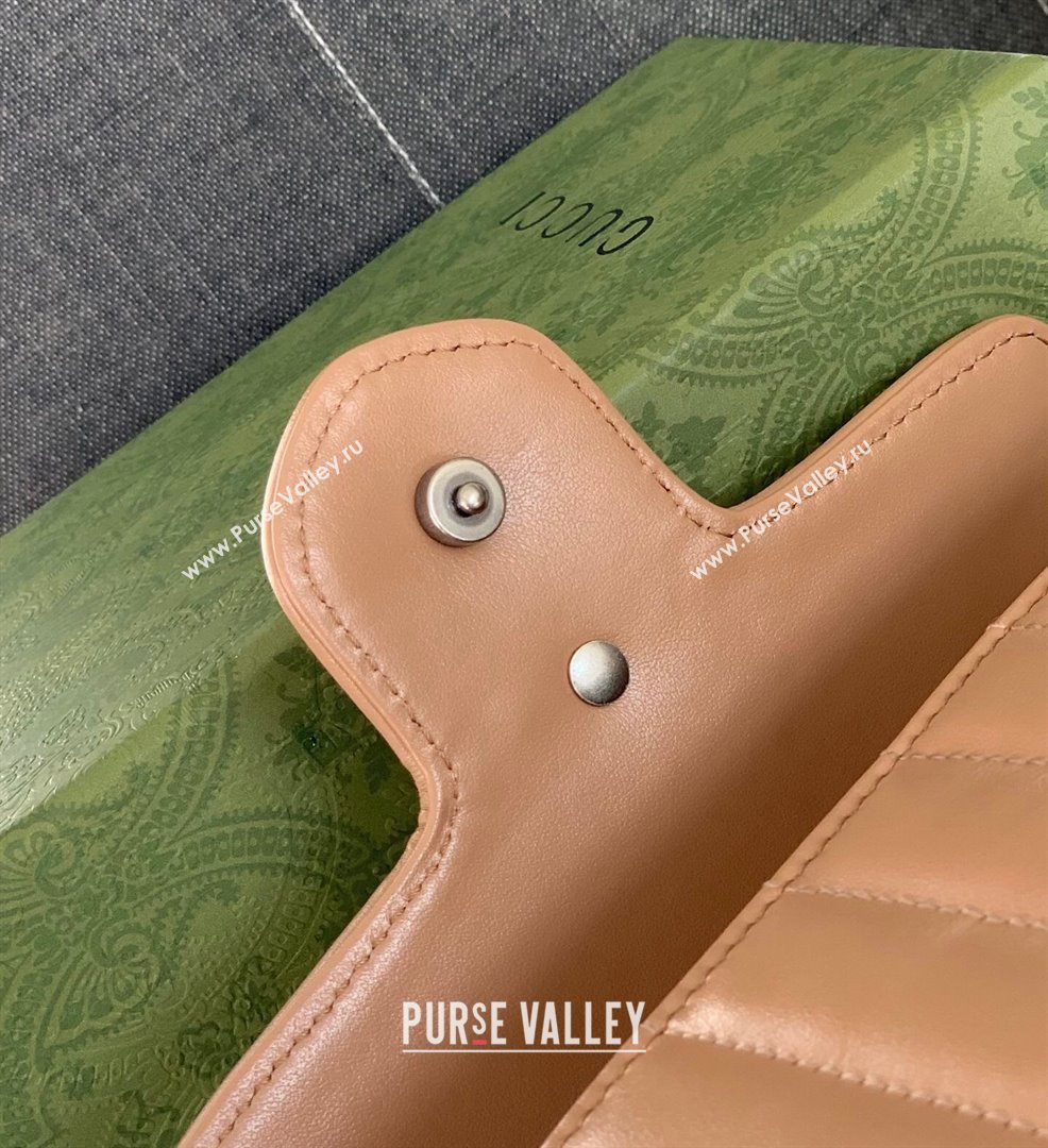 Gucci GG Marmont Geometric Leather Super Mini Bag 476433 Rose Beige 2021 (DLH-21101553)