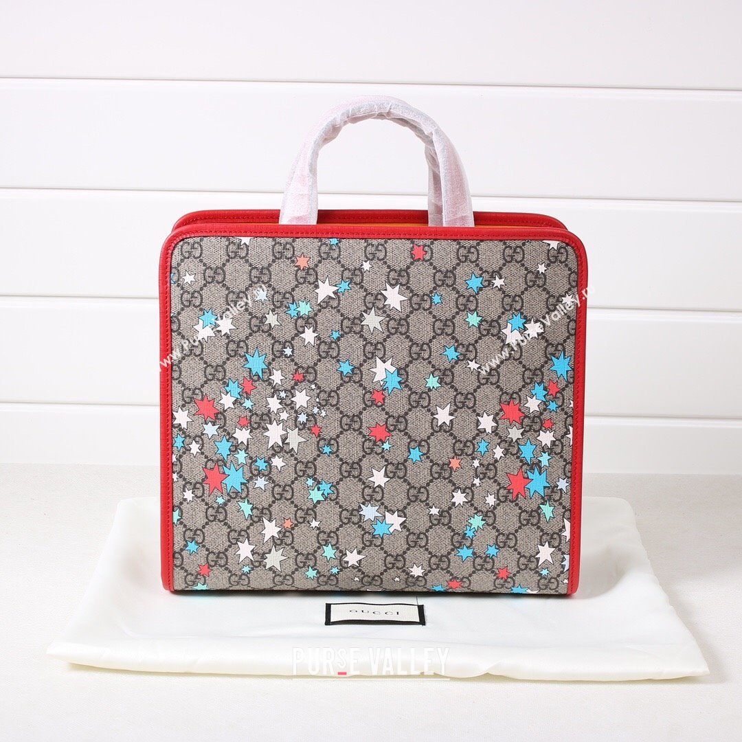 Gucci Childrens GG Star Print Tote Bag 630542 Beige/Red 2021 (DLH-21090240)