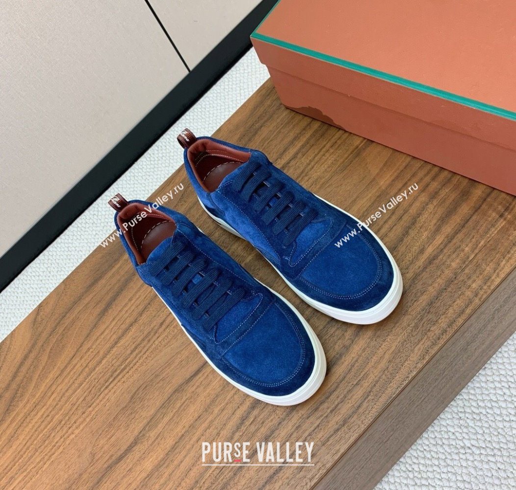 Loro Piana Newport Walk Sneakers in Suede Dark Blue 2025 LP121103 (HH-251211062)