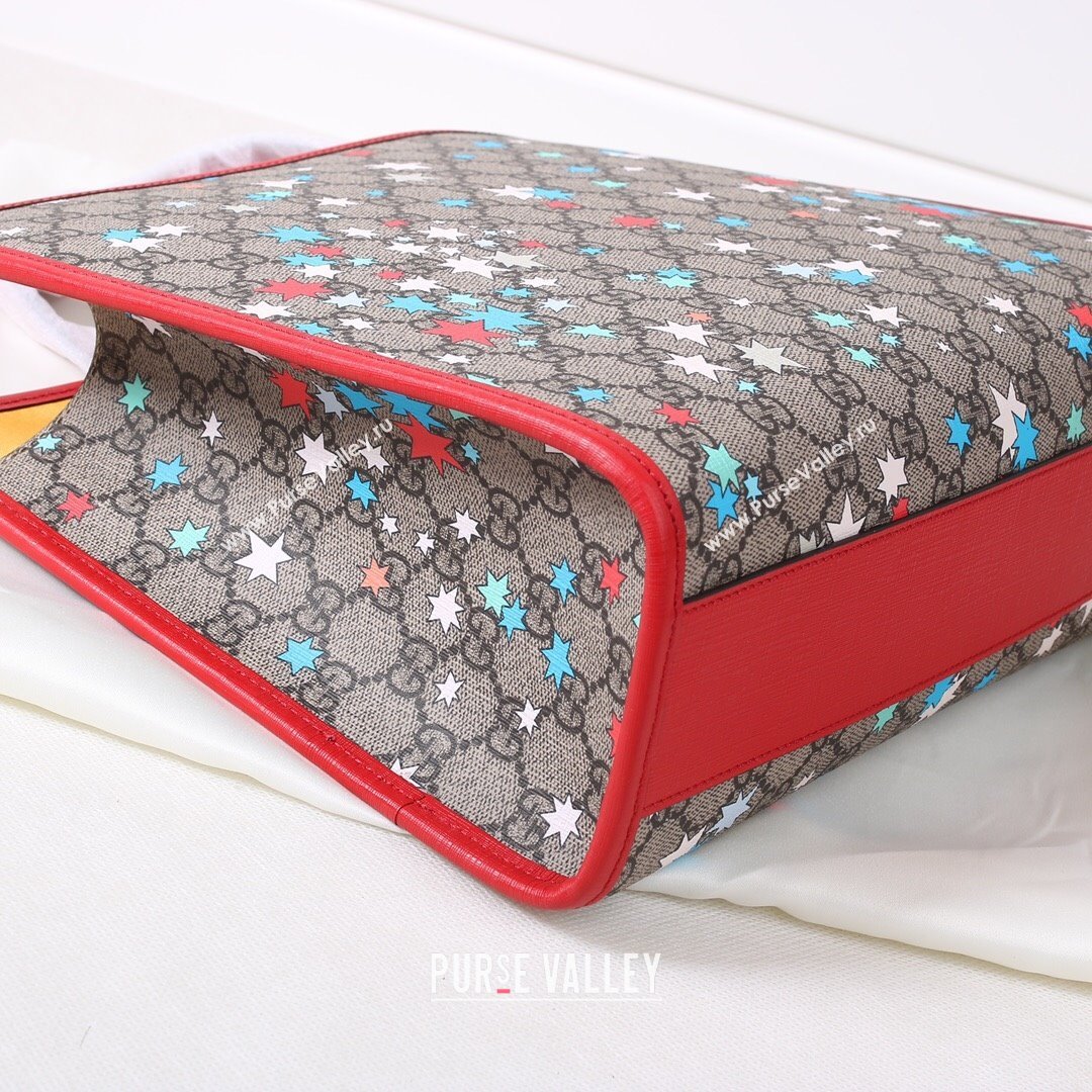 Gucci Childrens GG Star Print Tote Bag 630542 Beige/Red 2021 (DLH-21090240)