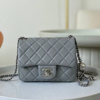 Chanel Lambskin Mini Flap Bag with Metal Ball AS1786 Grey/Silver 2024 (SM-24040218)