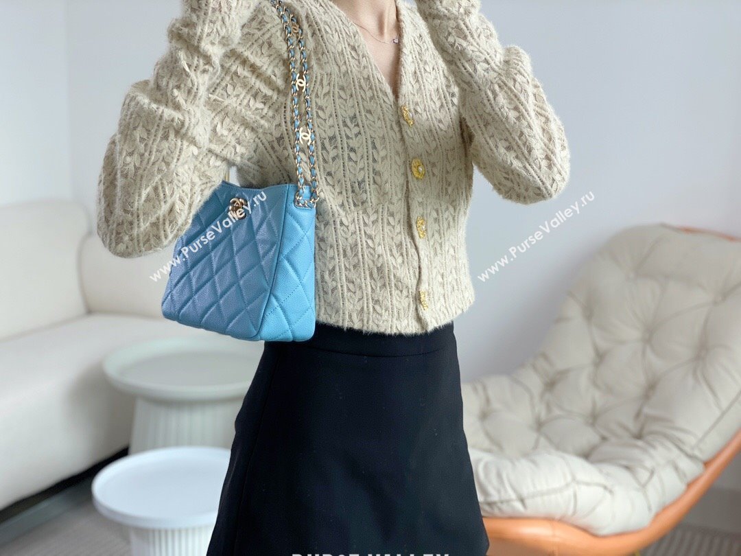 Chanel Small Hobo Bag in Grainy Calfskin AS3223 Blue 2024 (SM-24072311)