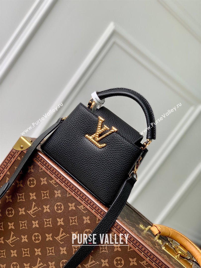 Louis Vuitton Capucines Mini Bag in Taurillon Leather M24673 Black 2024 (K-24090901)