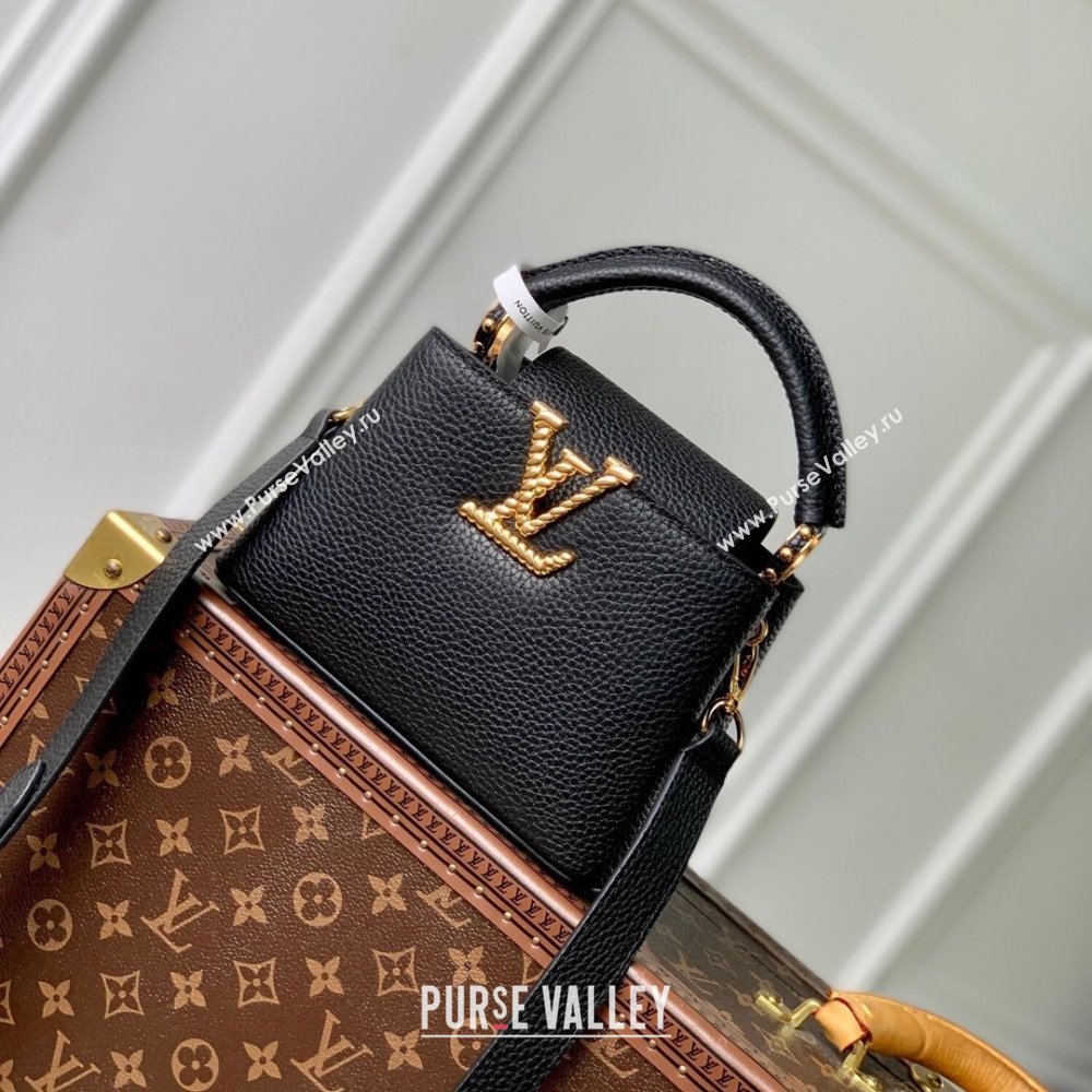 Louis Vuitton Capucines Mini Bag in Taurillon Leather M24673 Black 2024 (K-24090901)