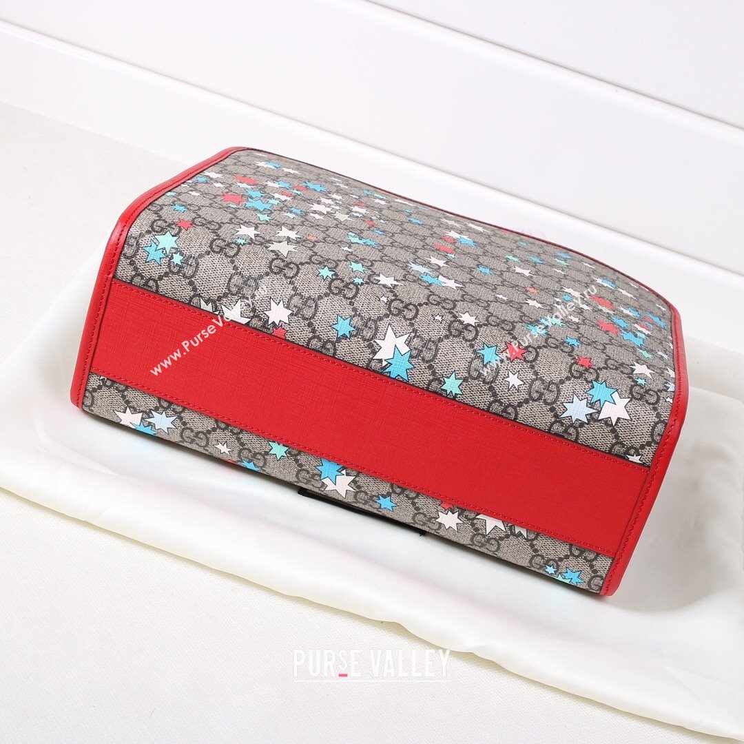 Gucci Childrens GG Star Print Tote Bag 630542 Beige/Red 2021 (DLH-21090240)