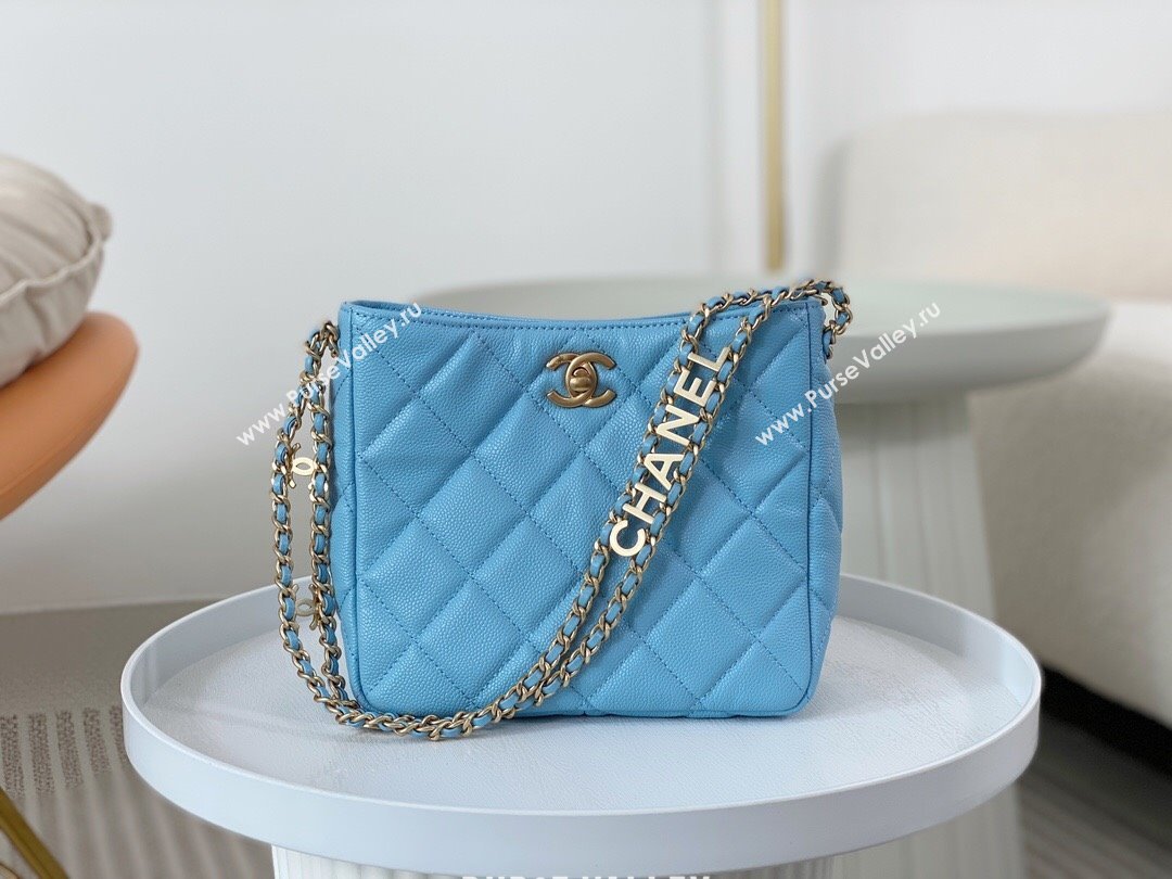 Chanel Small Hobo Bag in Grainy Calfskin AS3223 Blue 2024 (SM-24072311)