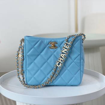 Chanel Small Hobo Bag in Grainy Calfskin AS3223 Blue 2024 (SM-24072311)