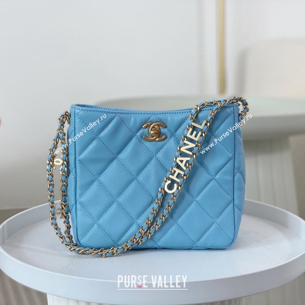 Chanel Small Hobo Bag in Grainy Calfskin AS3223 Blue 2024 (SM-24072311)