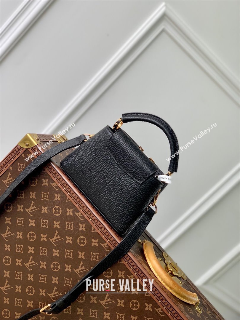 Louis Vuitton Capucines Mini Bag in Taurillon Leather M24673 Black 2024 (K-24090901)