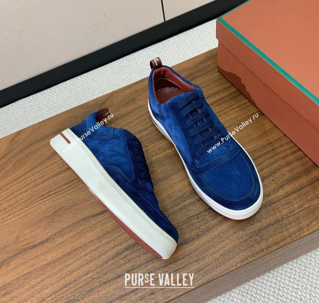 Loro Piana Newport Walk Sneakers in Suede Dark Blue 2025 LP121103 (HH-251211062)