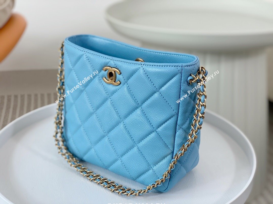 Chanel Small Hobo Bag in Grainy Calfskin AS3223 Blue 2024 (SM-24072311)