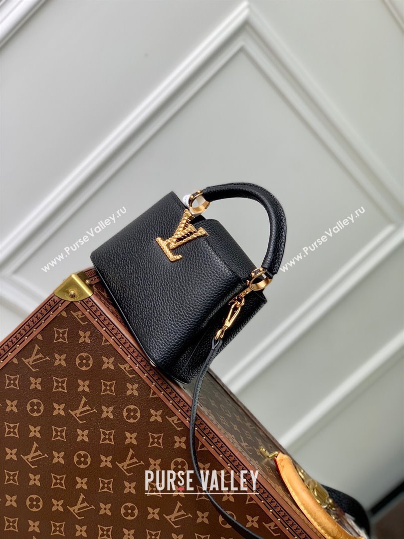 Louis Vuitton Capucines Mini Bag in Taurillon Leather M24673 Black 2024 (K-24090901)