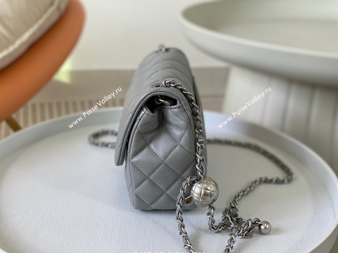 Chanel Lambskin Mini Flap Bag with Metal Ball AS1786 Grey/Silver 2024 (SM-24040218)