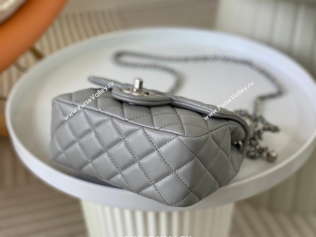 Chanel Lambskin Mini Flap Bag with Metal Ball AS1786 Grey/Silver 2024 (SM-24040218)