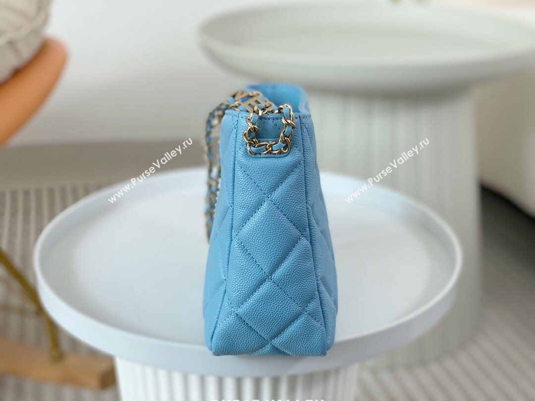 Chanel Small Hobo Bag in Grainy Calfskin AS3223 Blue 2024 (SM-24072311)