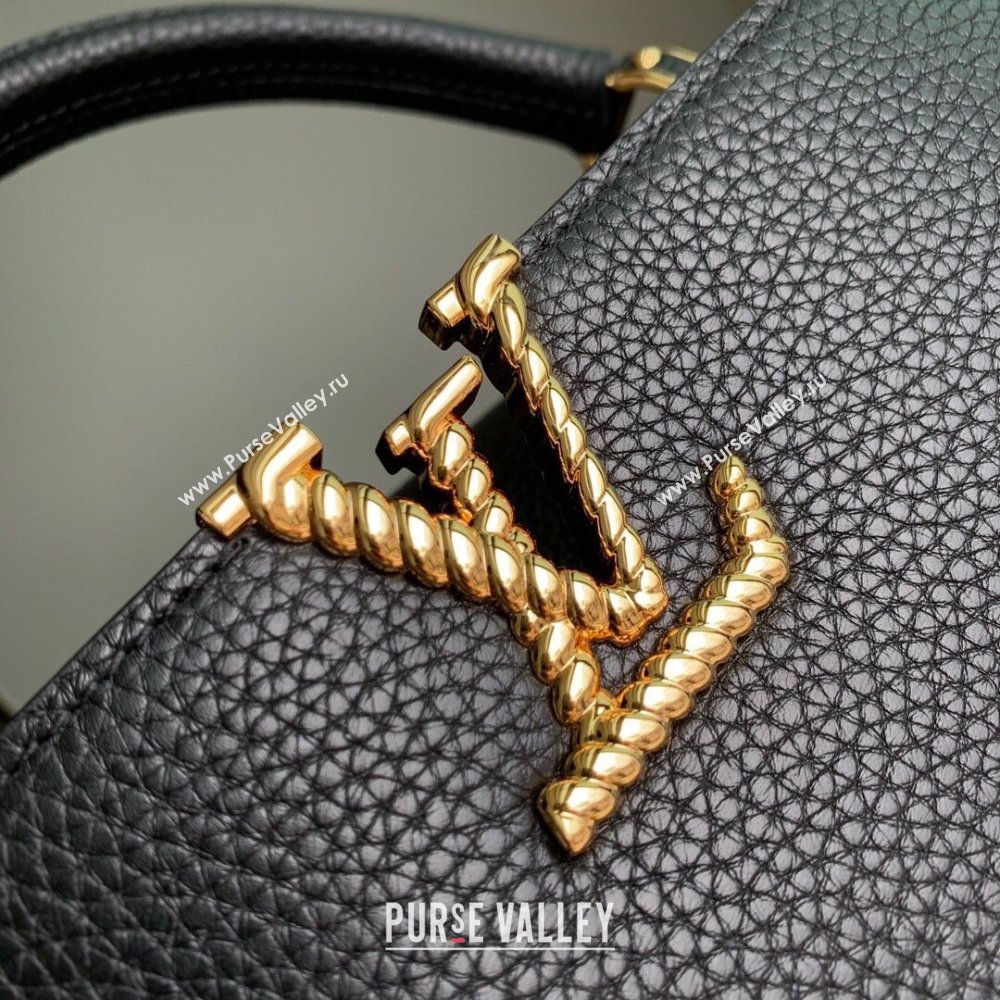 Louis Vuitton Capucines Mini Bag in Taurillon Leather M24673 Black 2024 (K-24090901)