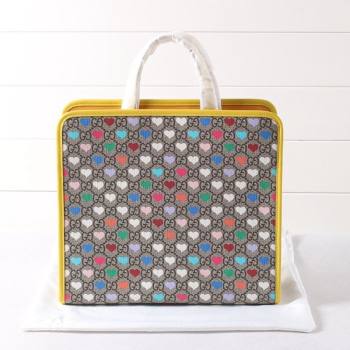 Gucci Childrens G Heart Print Tote Bag ‎605614 Beige/Yellow 2021 (DLH-21090241)