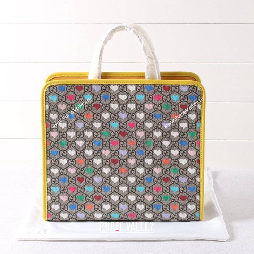 Gucci Childrens G Heart Print Tote Bag ‎605614 Beige/Yellow 2021 (DLH-21090241)