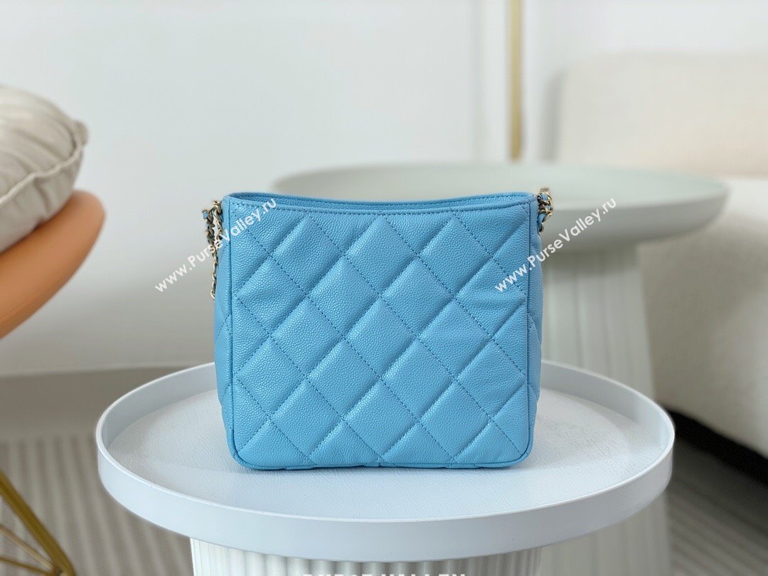 Chanel Small Hobo Bag in Grainy Calfskin AS3223 Blue 2024 (SM-24072311)