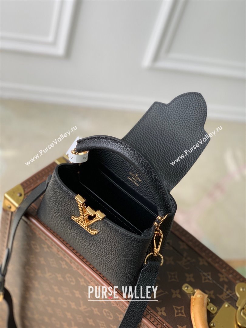 Louis Vuitton Capucines Mini Bag in Taurillon Leather M24673 Black 2024 (K-24090901)