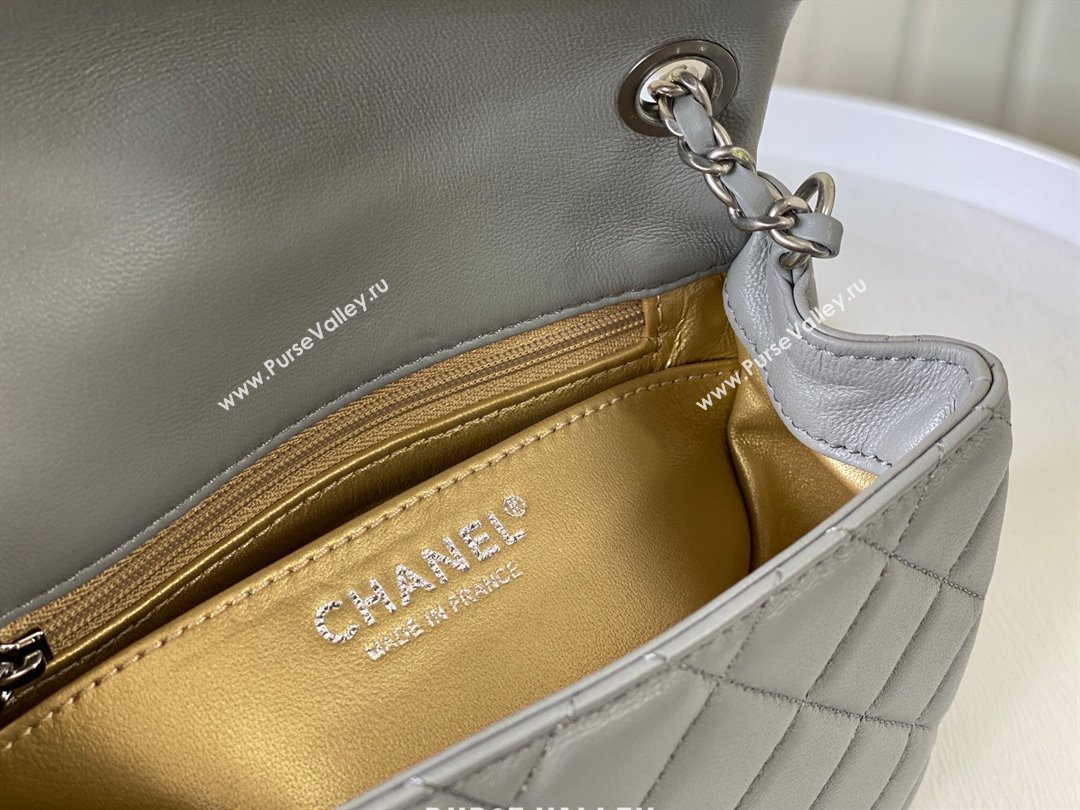 Chanel Lambskin Mini Flap Bag with Metal Ball AS1786 Grey/Silver 2024 (SM-24040218)
