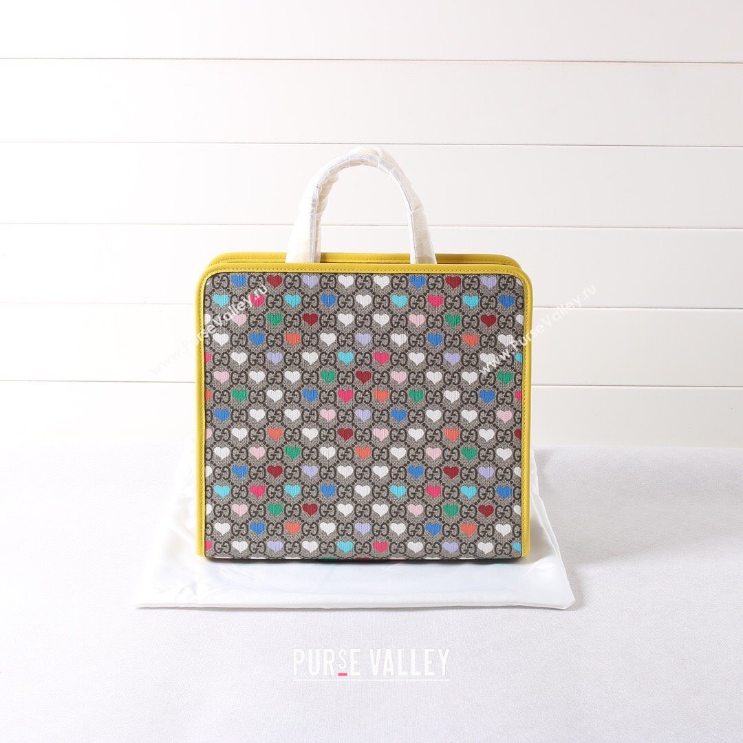 Gucci Childrens G Heart Print Tote Bag ‎605614 Beige/Yellow 2021 (DLH-21090241)