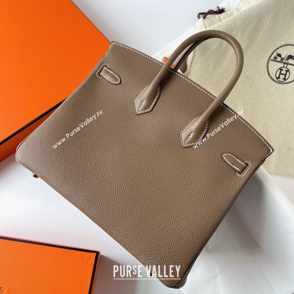 Hermes Birkin 25cm Bag in Original Togo Leather Etoupe/Silver 2023 (Pure Handmade) (Y-23110804)