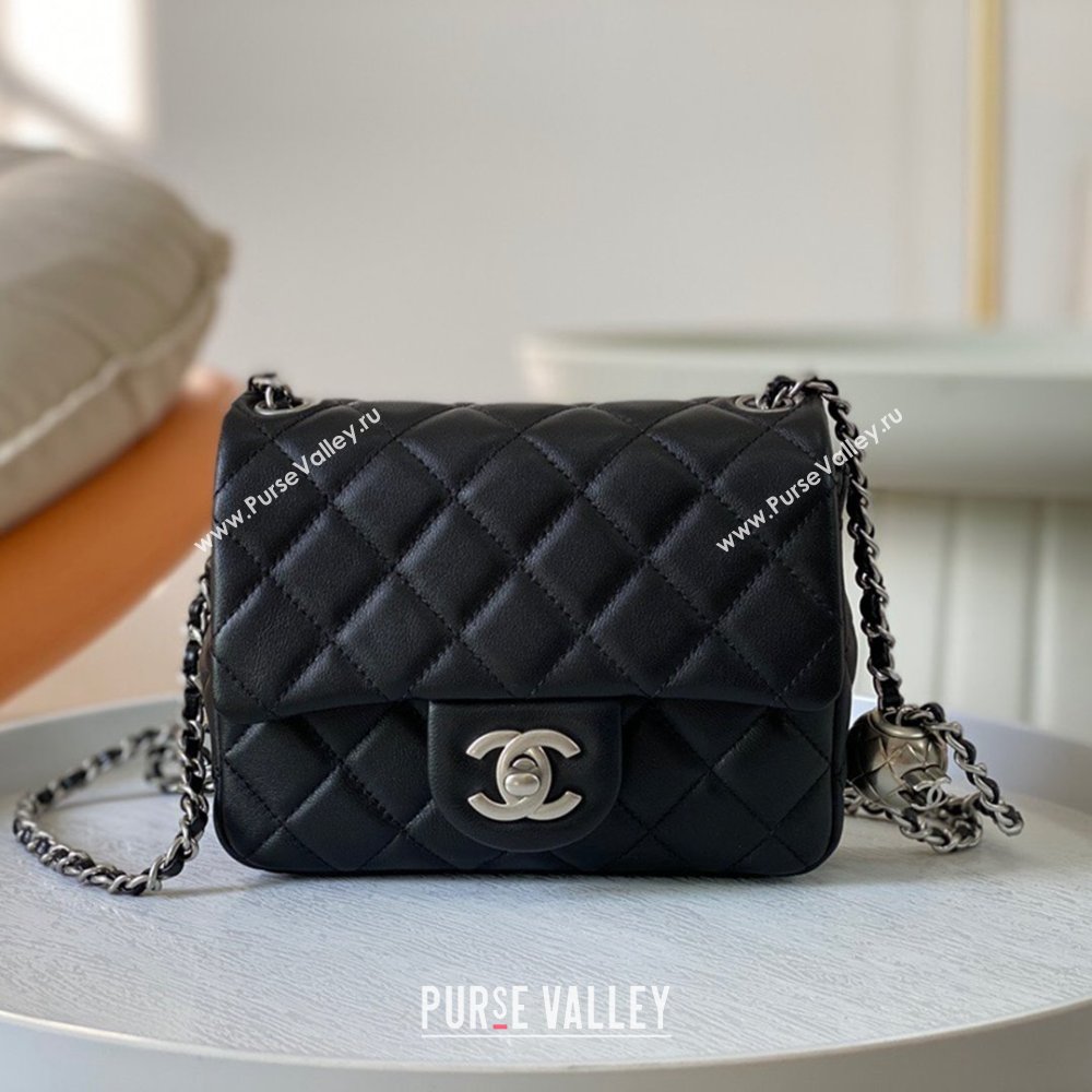 Chanel Lambskin Mini Flap Bag with Metal Ball AS1786 Black/Silver 2024 (SM-24040219)
