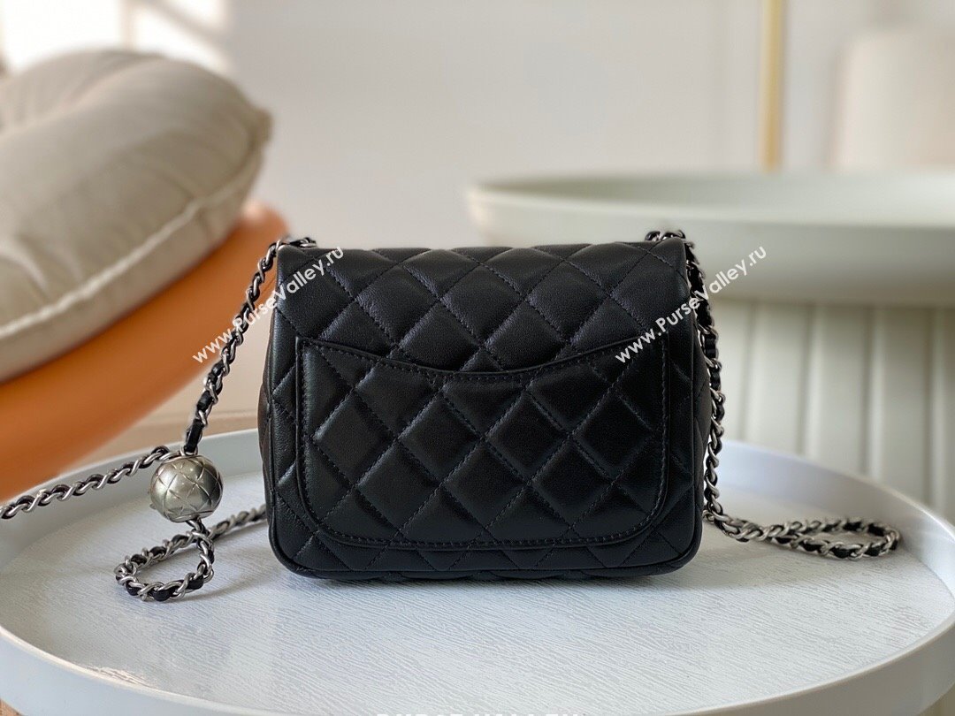 Chanel Lambskin Mini Flap Bag with Metal Ball AS1786 Black/Silver 2024 (SM-24040219)
