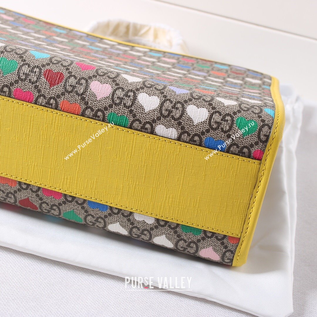 Gucci Childrens G Heart Print Tote Bag ‎605614 Beige/Yellow 2021 (DLH-21090241)