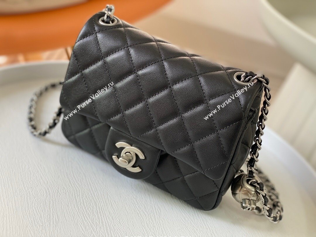 Chanel Lambskin Mini Flap Bag with Metal Ball AS1786 Black/Silver 2024 (SM-24040219)