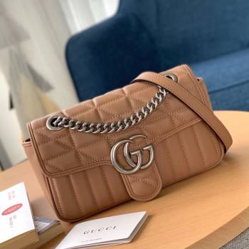 Gucci GG Marmont Geometric Leather Mini Shoulder Bag 446744 Rose Beige 2021 (DLH-21101559)