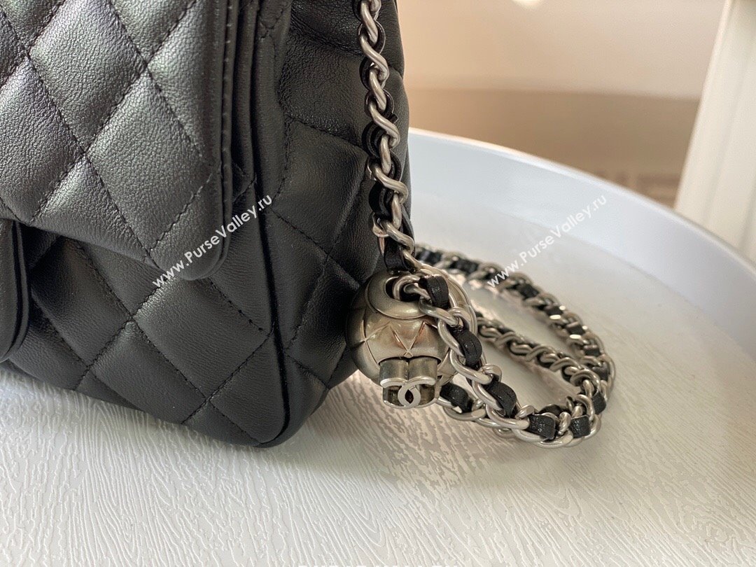 Chanel Lambskin Mini Flap Bag with Metal Ball AS1786 Black/Silver 2024 (SM-24040219)