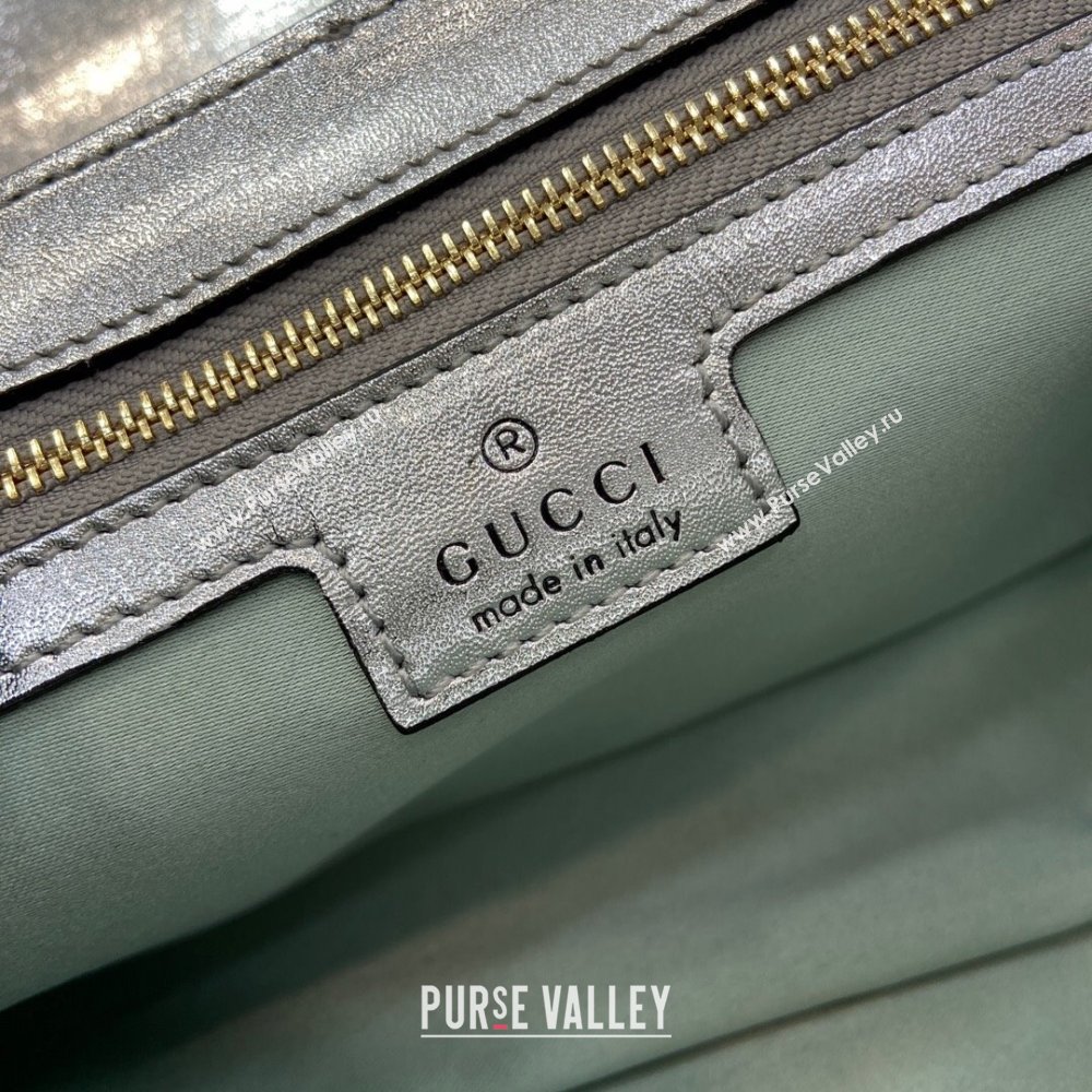 Gucci GG Marmont Small Shoulder Bag in Green Iridescent Leather 443497 2024 (XINGLU-24021938)