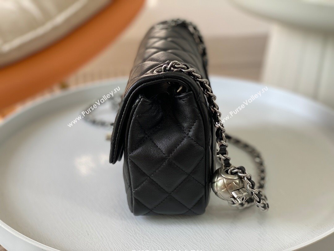 Chanel Lambskin Mini Flap Bag with Metal Ball AS1786 Black/Silver 2024 (SM-24040219)