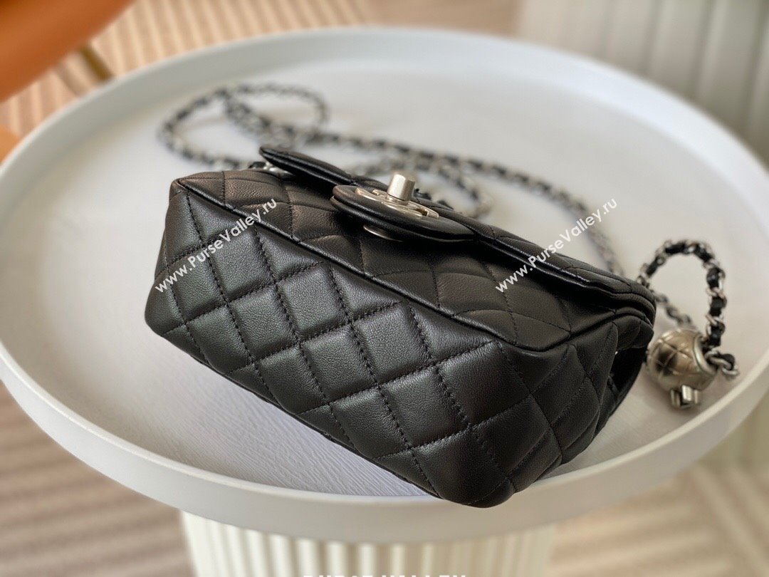 Chanel Lambskin Mini Flap Bag with Metal Ball AS1786 Black/Silver 2024 (SM-24040219)