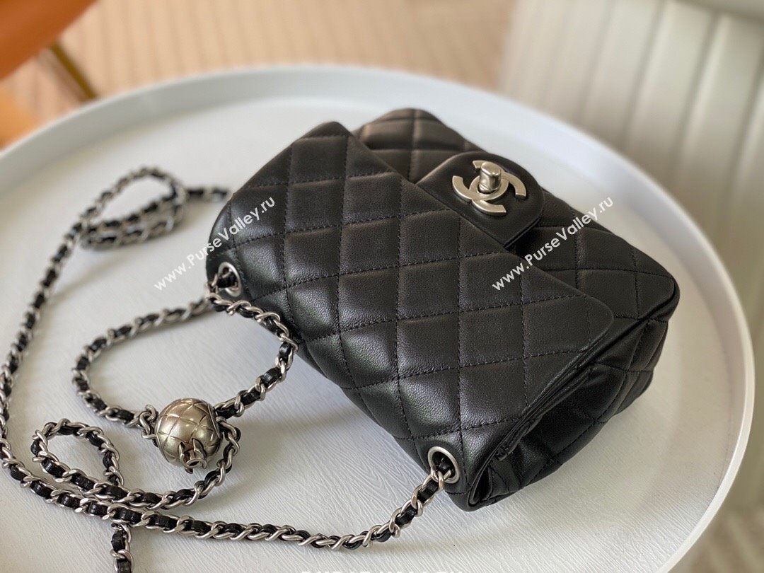 Chanel Lambskin Mini Flap Bag with Metal Ball AS1786 Black/Silver 2024 (SM-24040219)