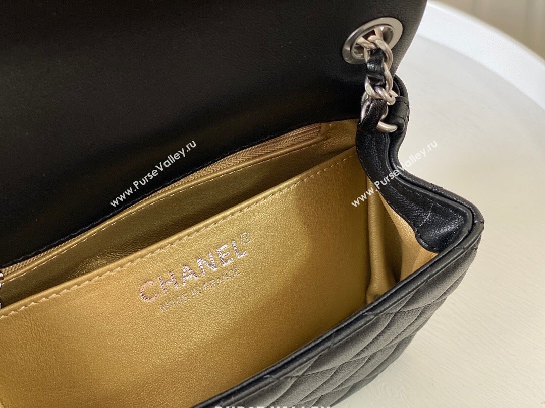 Chanel Lambskin Mini Flap Bag with Metal Ball AS1786 Black/Silver 2024 (SM-24040219)