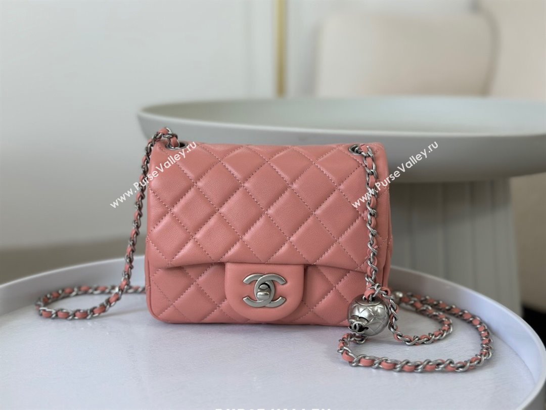 Chanel Lambskin Mini Flap Bag with Metal Ball AS1786 Pink/Silver 2024 (SM-24040220)
