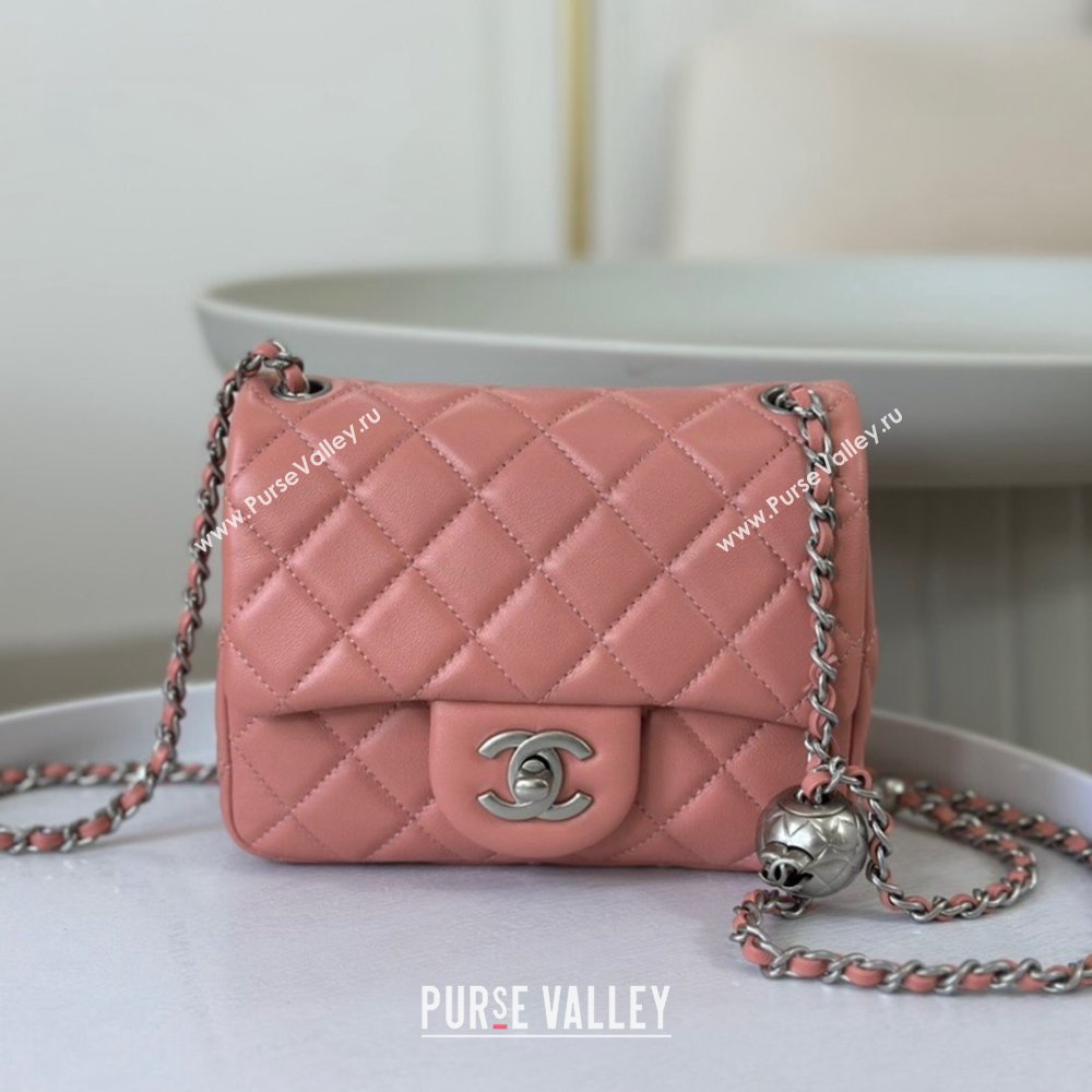 Chanel Lambskin Mini Flap Bag with Metal Ball AS1786 Pink/Silver 2024 (SM-24040220)