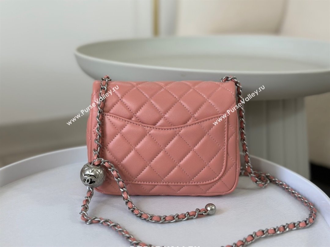 Chanel Lambskin Mini Flap Bag with Metal Ball AS1786 Pink/Silver 2024 (SM-24040220)