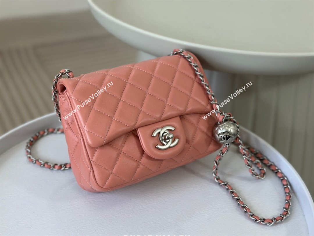 Chanel Lambskin Mini Flap Bag with Metal Ball AS1786 Pink/Silver 2024 (SM-24040220)
