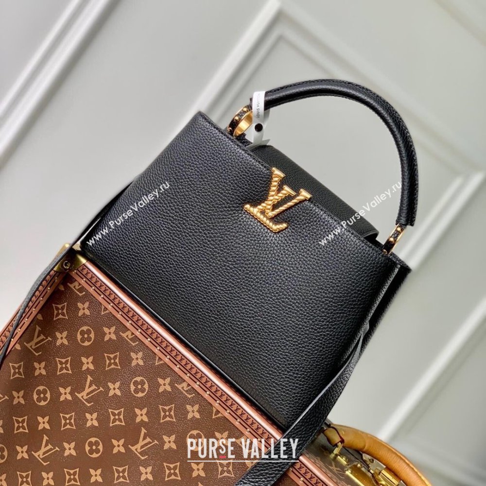 Louis Vuitton Capucines MM Bag in Taurillon Leather M24673 Black 2024 (K-24090903)