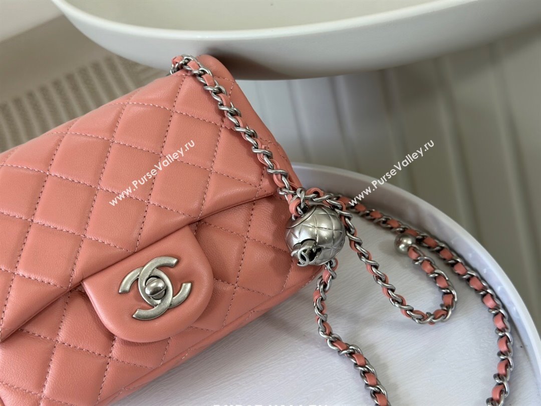 Chanel Lambskin Mini Flap Bag with Metal Ball AS1786 Pink/Silver 2024 (SM-24040220)