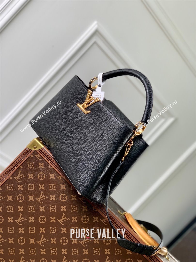 Louis Vuitton Capucines MM Bag in Taurillon Leather M24673 Black 2024 (K-24090903)